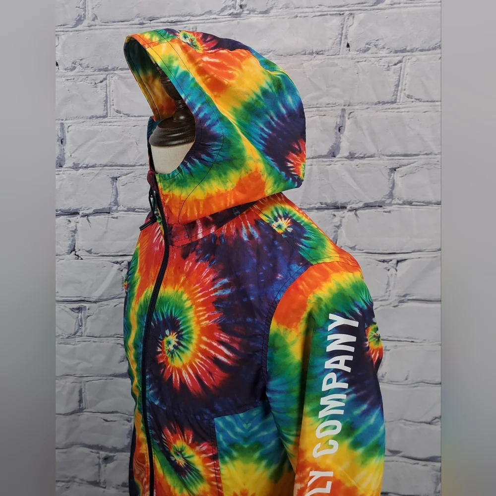 Herschel Supply Co. Mens Windbreaker Jacket Full Zip Tie Dye Hoodie Hood Small - Picture 11 of 13